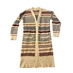 Gypsy Cloud Womens Geometric Southwestern Duster Cardigan Sweater Cream Small